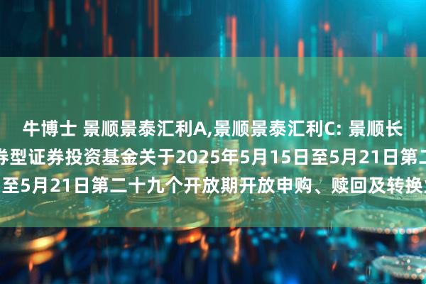 牛博士 景顺景泰汇利A,景顺景泰汇利C: 景顺长城景泰汇利定期开放债券型证券投资基金关于2025年5月15日至5月21日第二十九个开放期开放申购、赎回及转换业务的公告